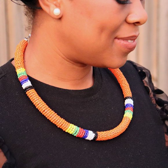 Mambokadzi Beaded Tube Necklace - Picture 2 of 9